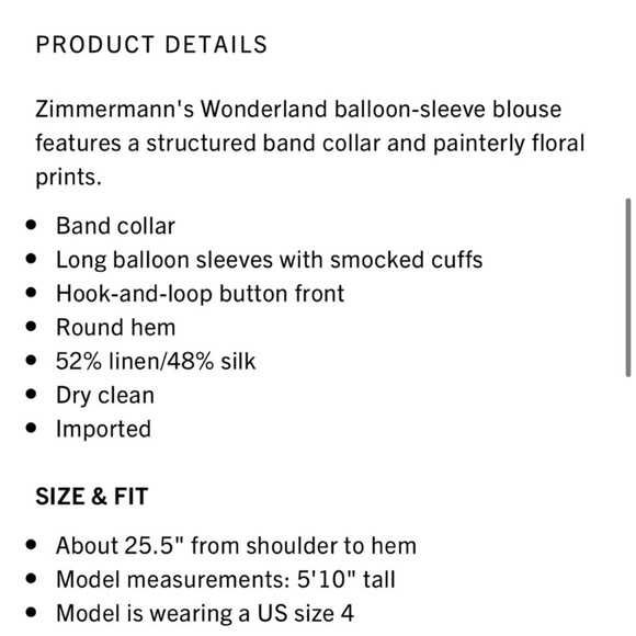 Zimmermann blouse in size 1 ( US 4). Great condition, only wear once. - Picture 10 of 13